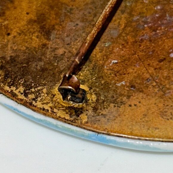 Antique Hand-Painted Porcelain Brooch With Pink Roses C-Clasp Gold-tone - Picture 3 of 16